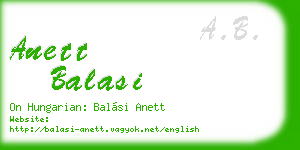 anett balasi business card