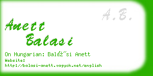 anett balasi business card